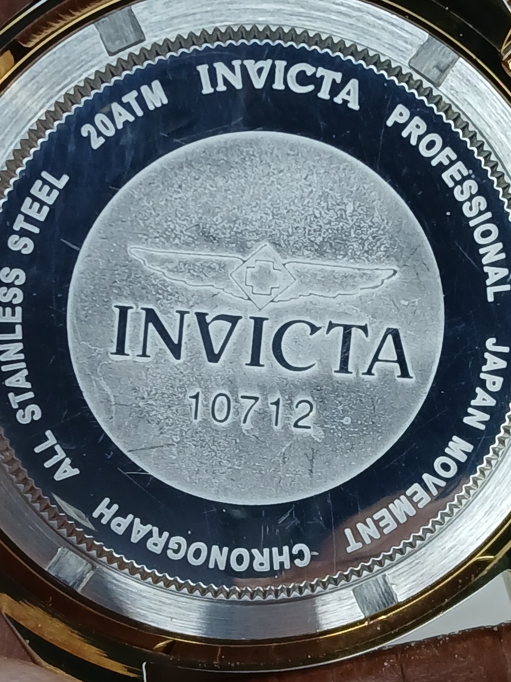 Invicta Speedway 10712 Gold Tone Brown Dial Chronograph Watch 200M Leather - Picture 10 of 10